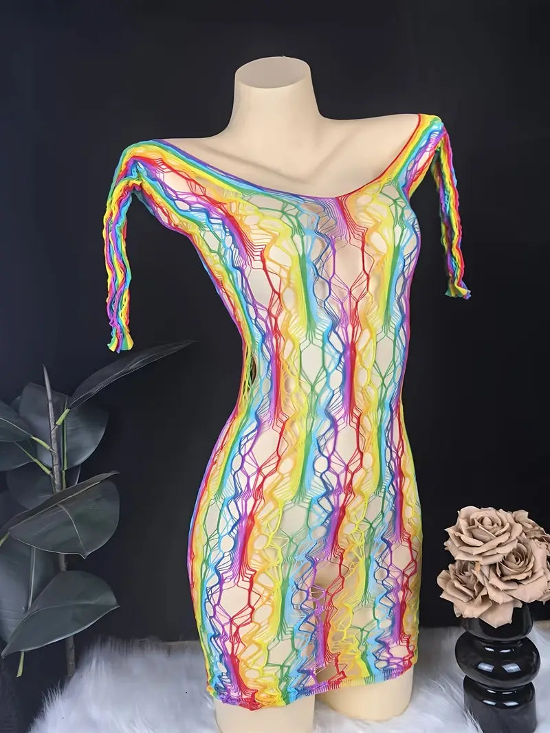 Rainbow Rave Knitted Dress